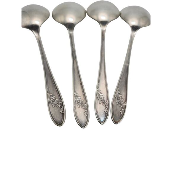 Vtg Lot 4 Oneida Queen Bess II 7in Round Bowl Soup Gumbo Spoons 1946 Silverplate - Picture 8 of 8